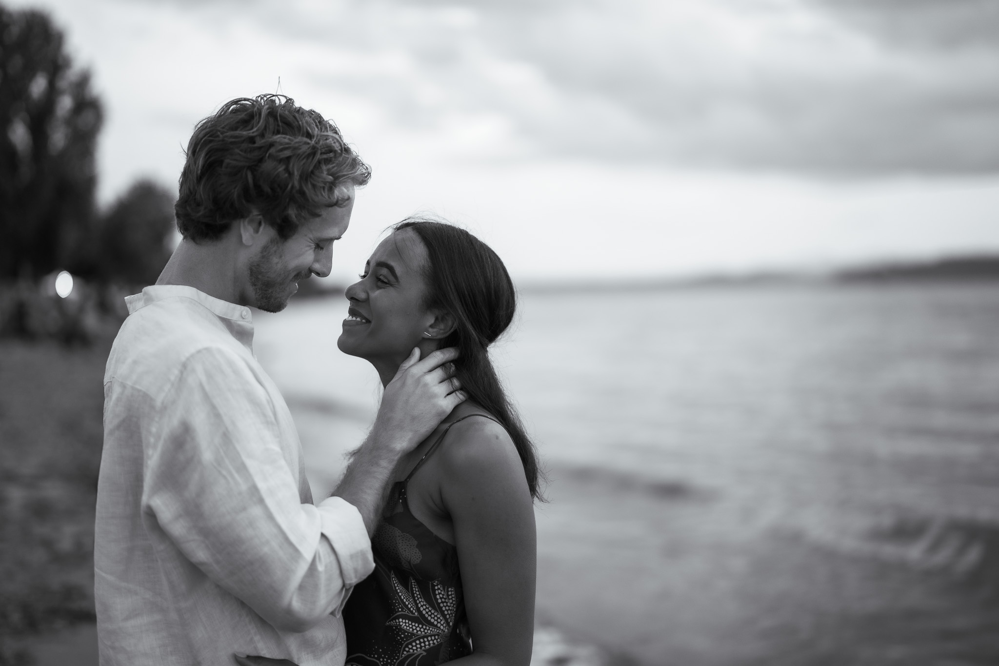 Derek and Hannah smiling together